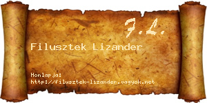 Filusztek Lizander névjegykártya